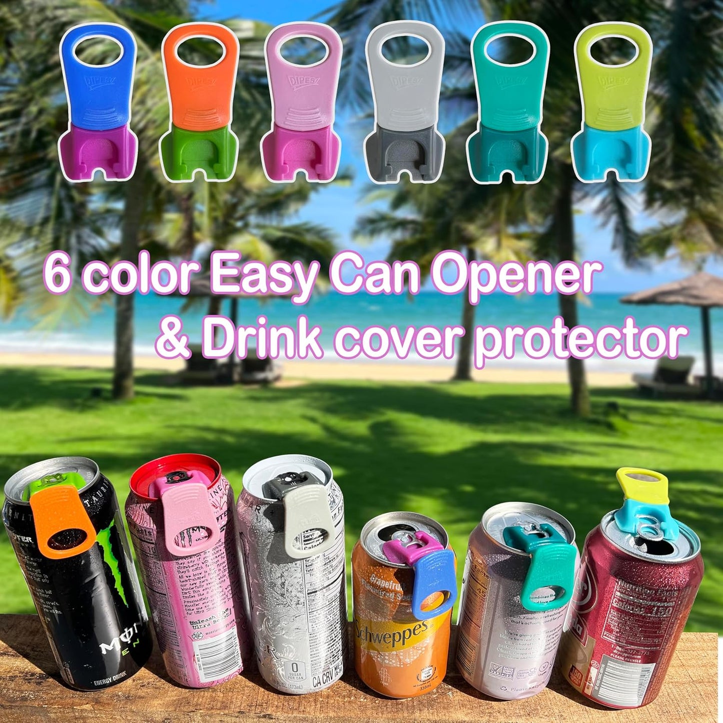 6 pack 6 colors Soda Can Opener & Soda can lids, Drink Protector Caps,Suitable for Parties, BBQ, Camping, and Travel.