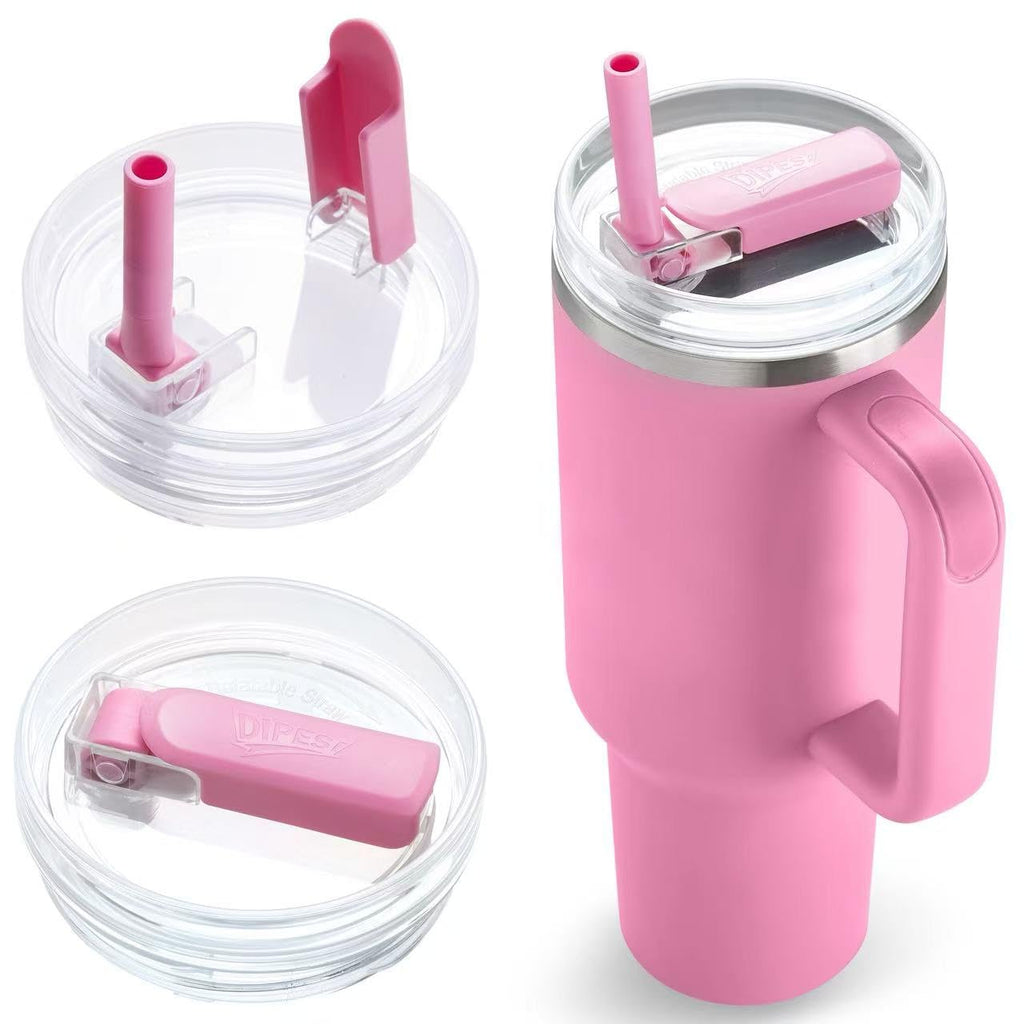 2Pack 40oz Tumbler Lid Replacement suit for Stanley Quencher cup, Flip Straw Spill Proof Leak Resistant Straw Cover, Dishwasher Safe Stanley Cup Accessories(2 Rose Quartz)