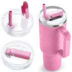2Pack 40oz Tumbler Lid Replacement suit for Stanley Quencher cup, Flip Straw Spill Proof Leak Resistant Straw Cover, Dishwasher Safe Stanley Cup Accessories(2 Rose Quartz)