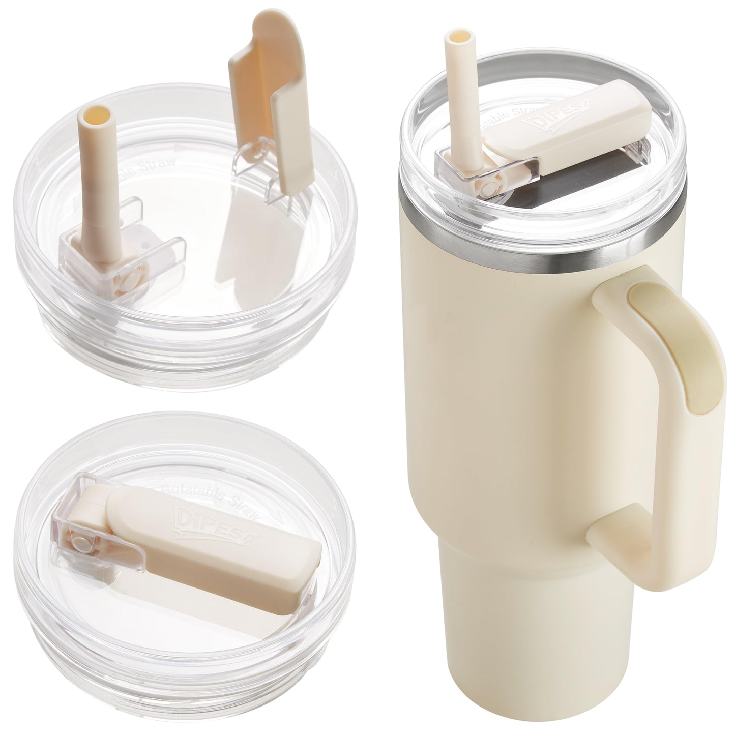 2Pack 40oz Tumbler Lid Replacement suit for Stanley Quencher cup, Flip Straw Spill Proof Leak Resistant Straw Cover, Dishwasher Safe Stanley Cup Accessories(2 Rose Quartz)