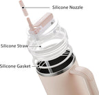 2Pack 40oz Tumbler Lid Replacement suit for Stanley Quencher cup, Flip Straw Spill Proof Leak Resistant Straw Cover, Dishwasher Safe Stanley Cup Accessories(2 Rose Quartz)
