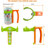 Soda Can Lids and Holders for 12oz Cans – 2 Can Covers with Straw + 2 Can Holder with Handle – For Soda, Beer, Pop – Easy to Hold, Leak-Free