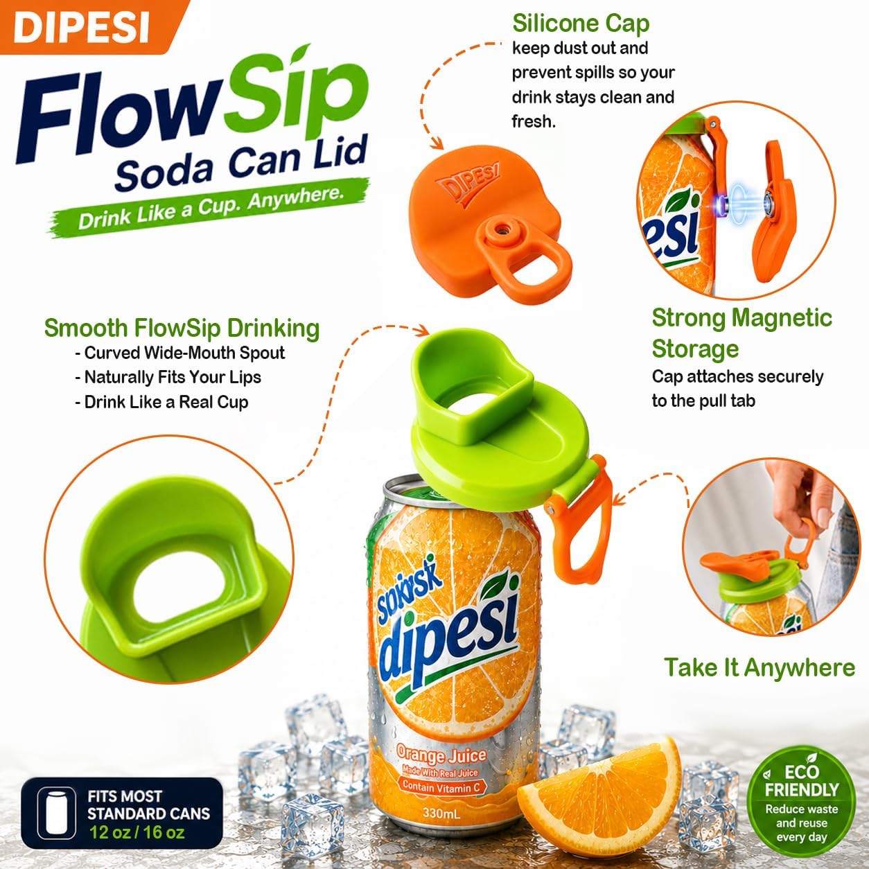 4 Pack FlowSip Soda Can Lid