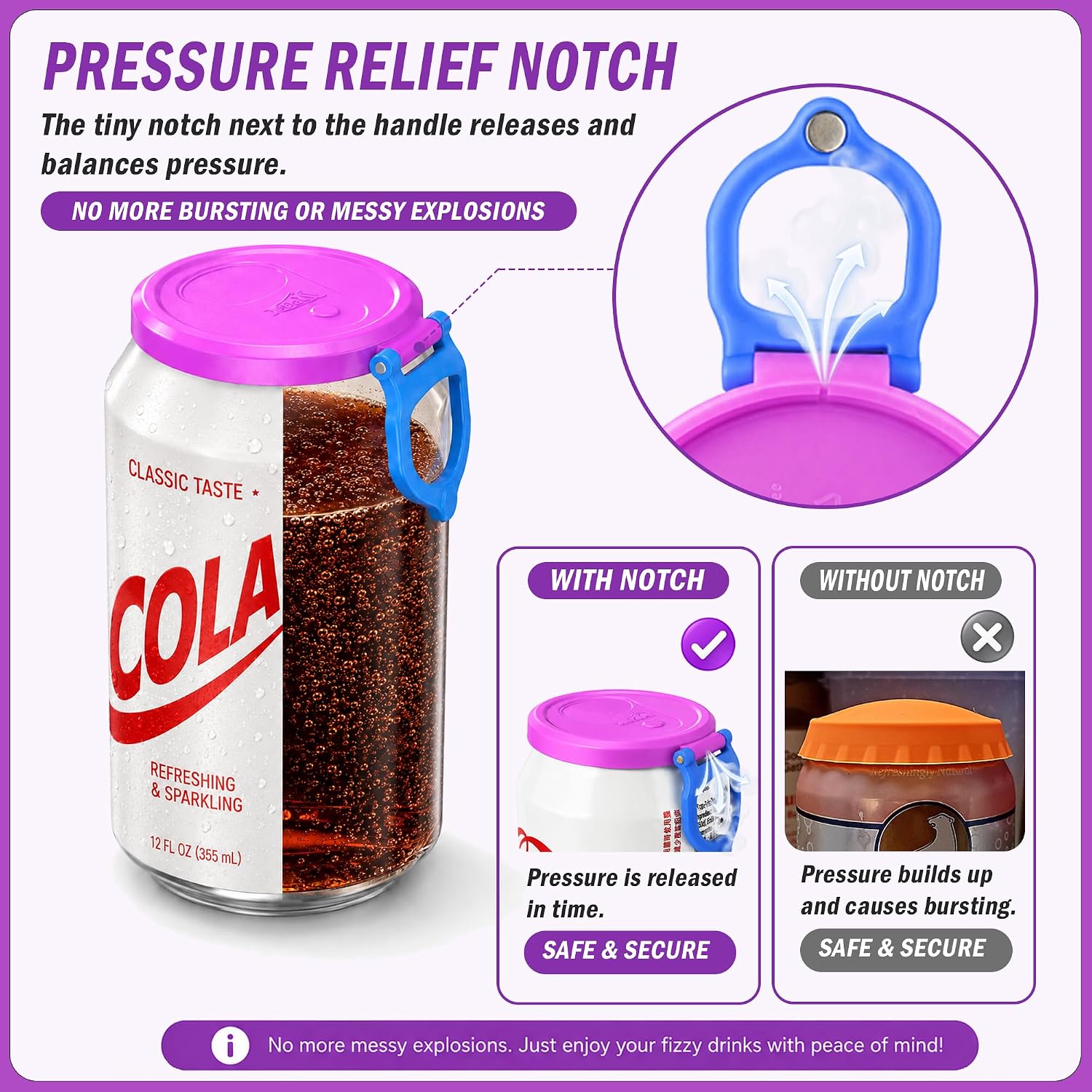8 Pack Soda Can Lids, Reusable Soda Can Covers, Fits Standard Soda Cans