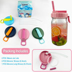 4 Pack Wide Mouth Mason Jar Lids with Hidden Straw, Leak-Proof Covers for Drinking or Storage, Fits Ball & Kerr Mason Jars (style-2)