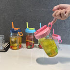 4 Pack Wide Mouth Mason Jar Lids with Hidden Straw, Leak-Proof Covers for Drinking or Storage, Fits Ball & Kerr Mason Jars (style-2)