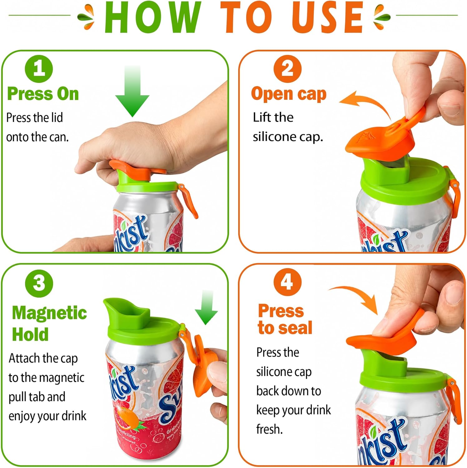 4 Pack FlowSip Soda Can Lid
