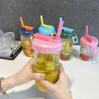 4 Pack Wide Mouth Mason Jar Lids with Hidden Straw, Leak-Proof Covers for Drinking or Storage, Fits Ball & Kerr Mason Jars (style-2)