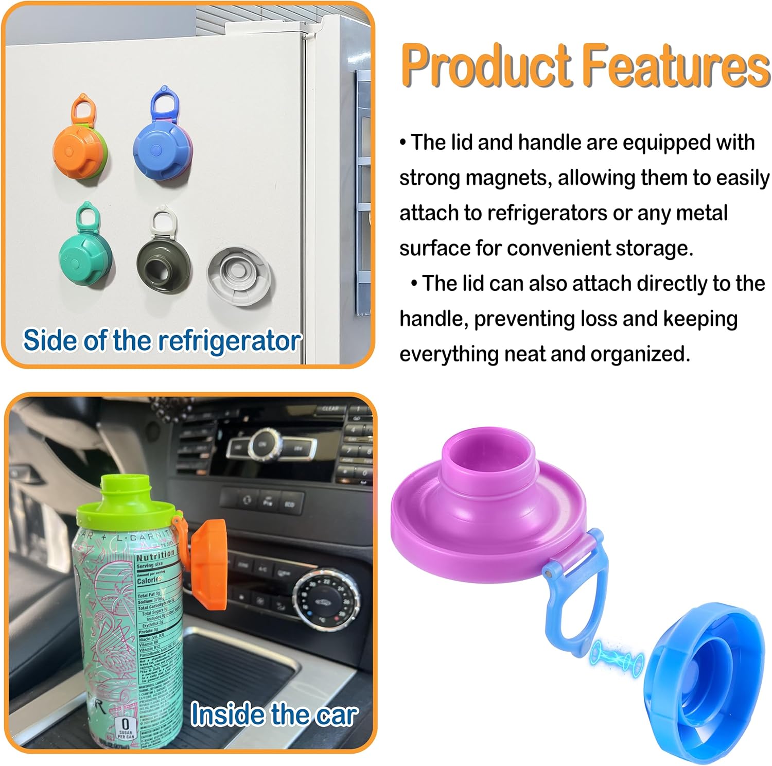 4 Pack Magnetic Soda Can Lids – Reusable Airtight Can Covers, BPA-Free, Easy to Use, Keep Drinks Fresh & Bug/Dust Free, Fits Standard Cans, Great for BBQ, Beach & Party.